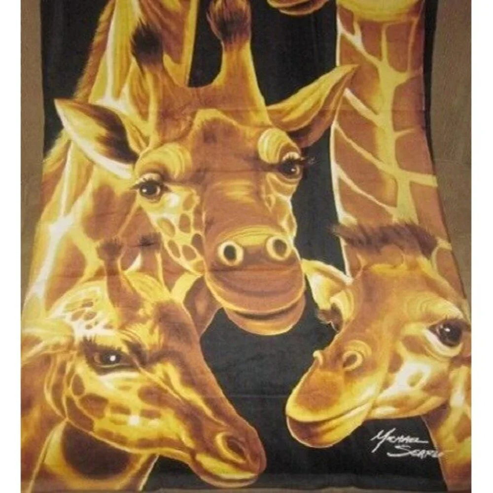 New Cute Giraffes Family Beach Bath Pool Towel Gift Giraffe Safari Zoo 30 x 60